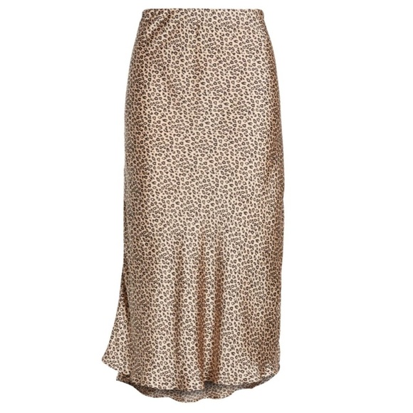 Leith Leopard Midi Satin Skirt Sz Large - Picture 8 of 11